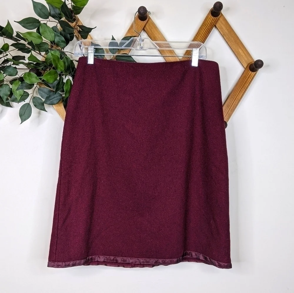 Old Navy Vintage Wool Blend Maroon A-line Skirt Size 8